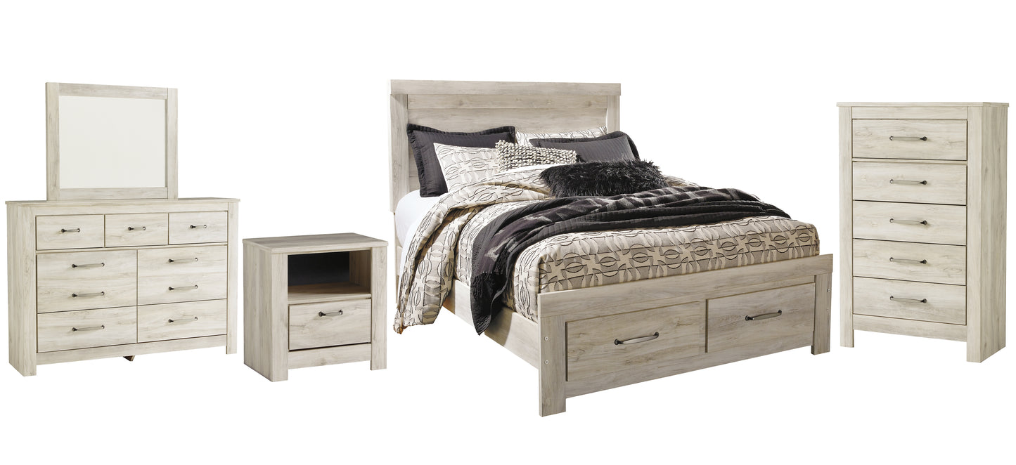 Bellaby  Platform Bed With 2 Storage Drawers With Mirrored Dresser, Chest And Nightstand