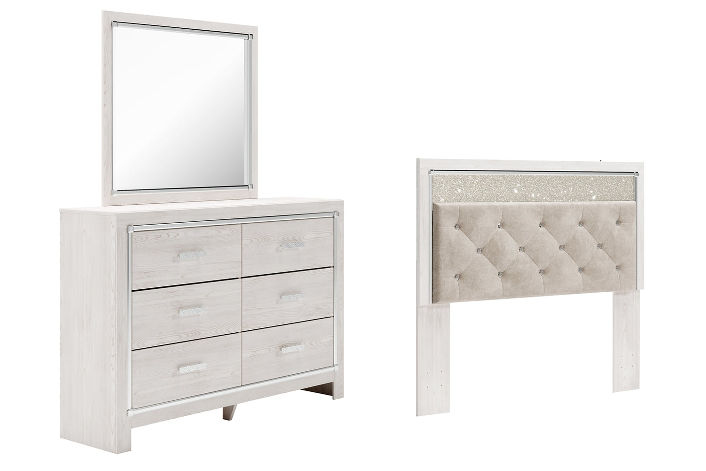 Altyra Queen Panel Headboard with Mirrored Dresser