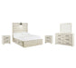 Cambeck Full Panel Bed with 4 Storage Drawers with Mirrored Dresser and 2 Nightstands