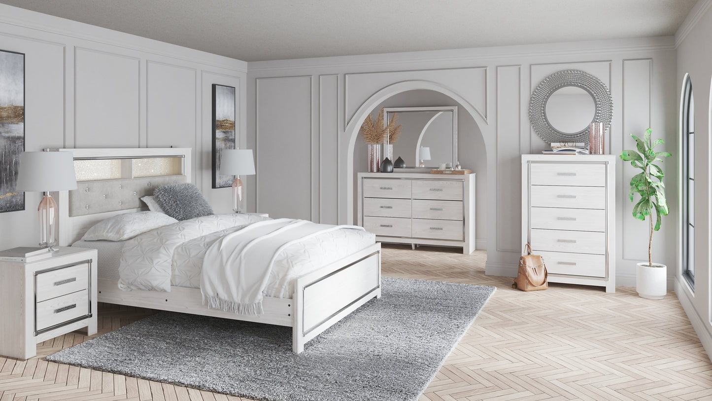 Altyra Queen Panel Bookcase Bed with Mirrored Dresser