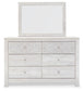 Paxberry King Panel Bed with Mirrored Dresser, Chest and 2 Nightstands