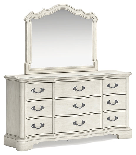 Arlendyne King Upholstered Bed with Mirrored Dresser