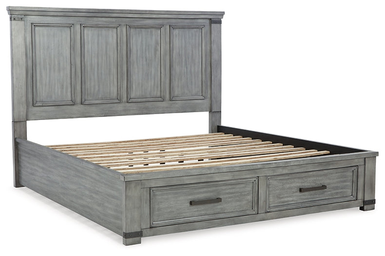 Russelyn King Storage Bed with Mirrored Dresser