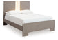 Surancha Full Panel Bed with Mirrored Dresser and Nightstand