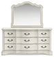 Arlendyne California King Upholstered Bed with Mirrored Dresser and Chest