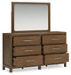 Cabalynn King Upholstered Bed with Mirrored Dresser and Chest