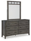 Montillan Queen Panel Bed with Mirrored Dresser, Chest and Nightstand