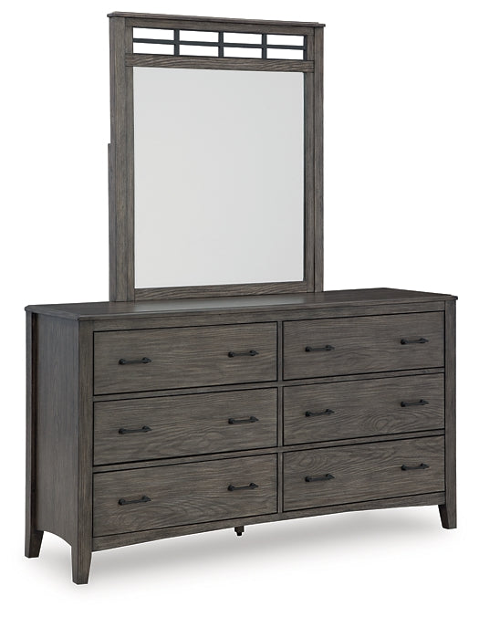 Montillan Queen Panel Bed with Mirrored Dresser and Chest