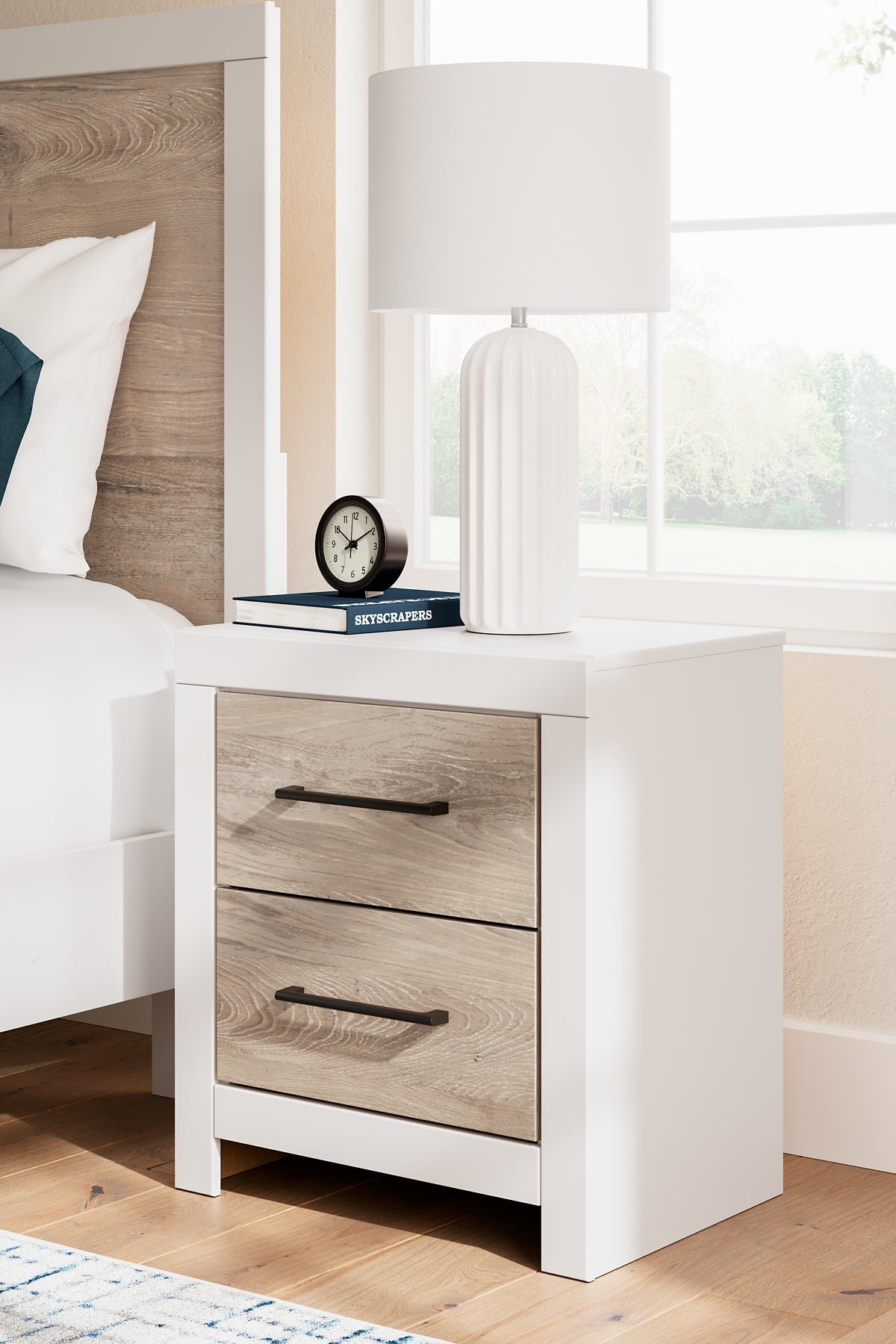 Charbitt Full Panel Bed with Mirrored Dresser and Nightstand