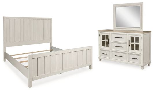 Shaybrock King Panel Bed with Mirrored Dresser