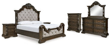 Load image into Gallery viewer, Maylee California King Upholstered Bed with Mirrored Dresser, Chest and 2 Nightstands
