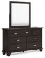 Covetown Twin Panel Bed with Mirrored Dresser and 2 Nightstands