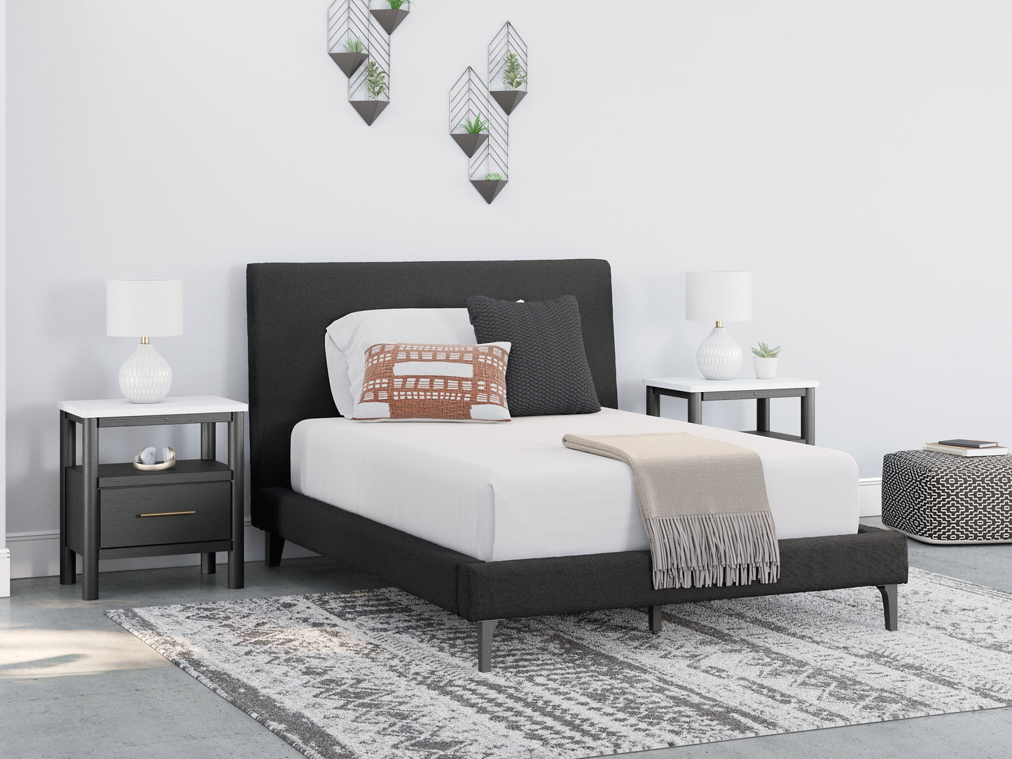 Cadmori Full Upholstered Bed with 2 Nightstands