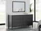 Cadmori Full Upholstered Bed with Mirrored Dresser, Chest and Nightstand