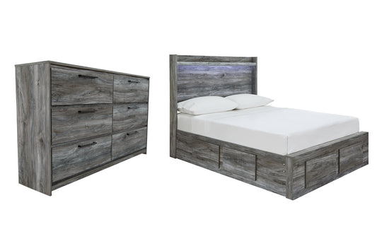 Baystorm Full Panel Bed with 4 Storage Drawers with Dresser