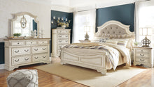 Load image into Gallery viewer, Realyn  Upholstered Panel Bed With Mirrored Dresser, Chest And 2 Nightstands
